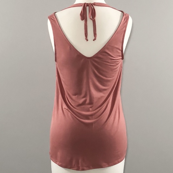 New Mauve Cutout Shoulder Halter Top - Picture 3 of 3